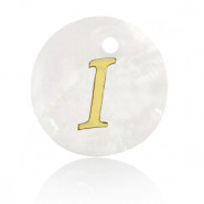 Schelp hanger 15mm letter I Gold-white